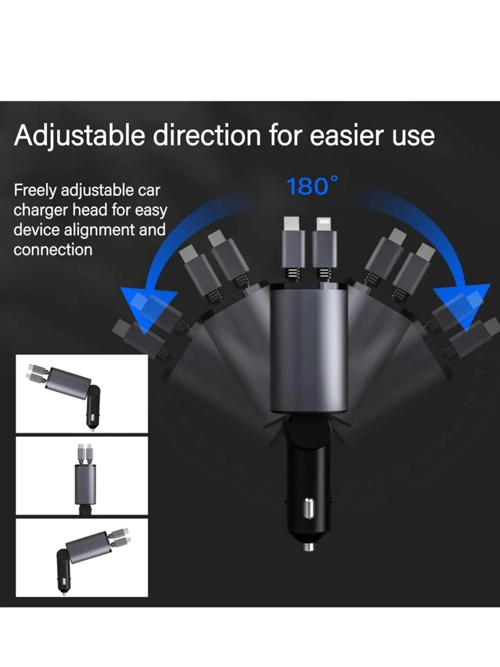 🆕 Super Car Charger, 120W 4 in 1 Super Fast Charge Car Phone Charger 2 Ports